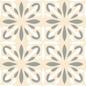 Gray, Cream & White Tile Pattern