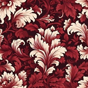Red & Cream Floral Damask 