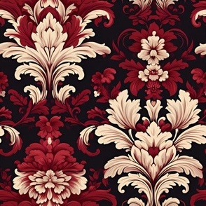 Red & Cream Floral Damask 