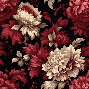 Red & Cream Floral Damask