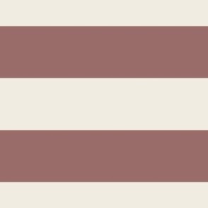 JUMBO 2 color stripes - copper rose pink_ creamy white - simple horizontal 2 inch stripe