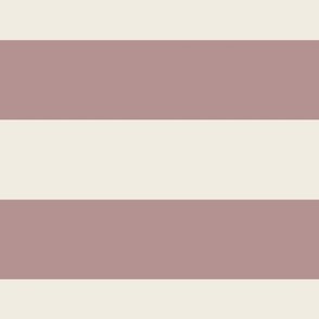 JUMBO // 2 color stripes - creamy white_ dusty rose pink - simple horizontal 2 inch stripe