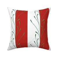 xmas classic stripe - large red and green stripes and twigs -  christmas botanical wallpaper and fabric