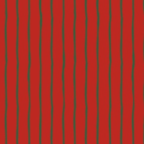 xmas crooked lines -  green and red wonky large stripe - christmas wallpaper and fabric