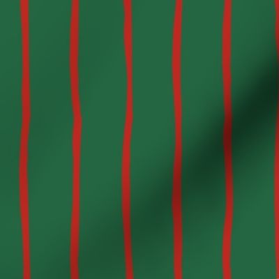 xmas crooked lines -  red and green wonky large stripe - christmas wallpaper and fabric