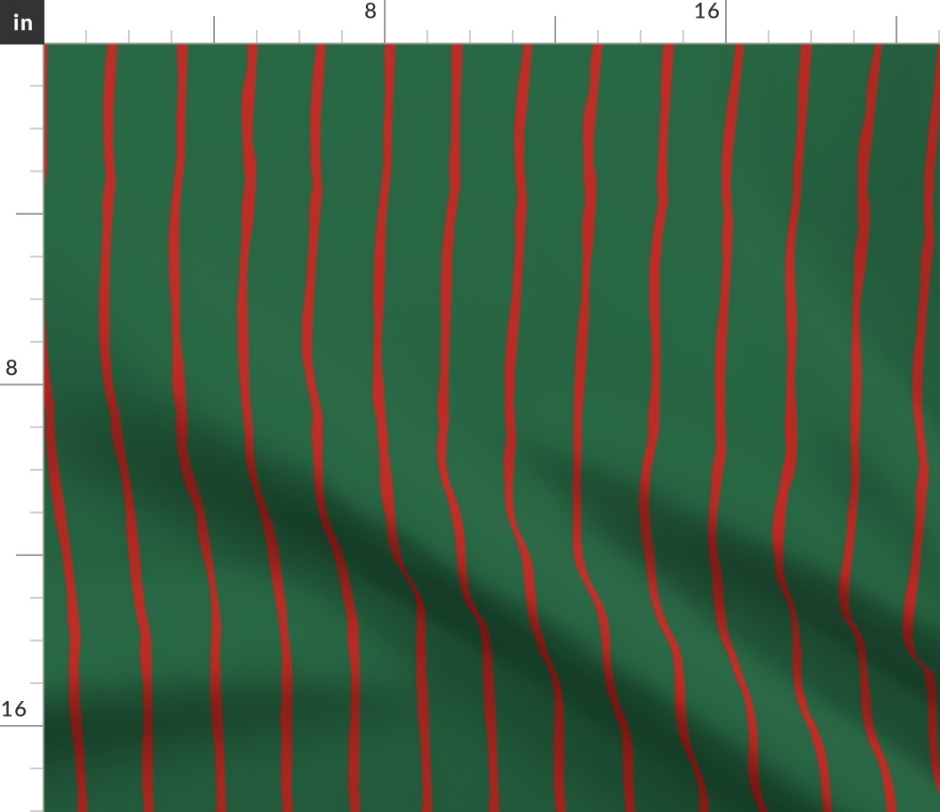 xmas crooked lines -  red and green wonky large stripe - christmas wallpaper and fabric