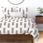 xmass classic stripe - trio dashed lines green and red on white - christmas stripe wallpaper and fabric