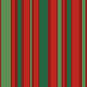 xmas classic stripe - large and thin green and red stripes - christmas wallpaper and fabric