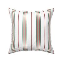 xmas classic stripe - thin red and green lines on white - christmas stripe wallpaper and fabric