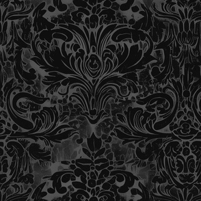 dark creepy damask black background - black