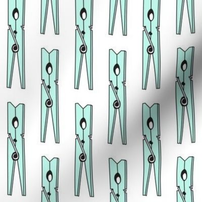 retro teal spring clothespins