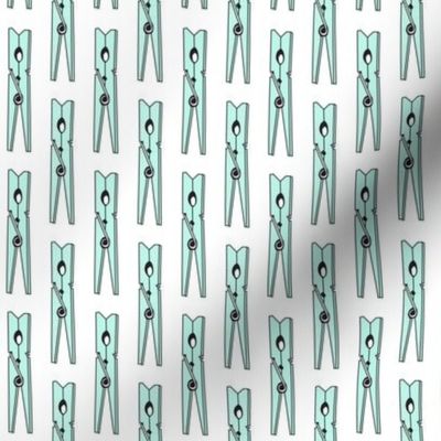 tiny retro teal spring clothespins