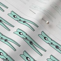 tiny retro teal spring clothespins