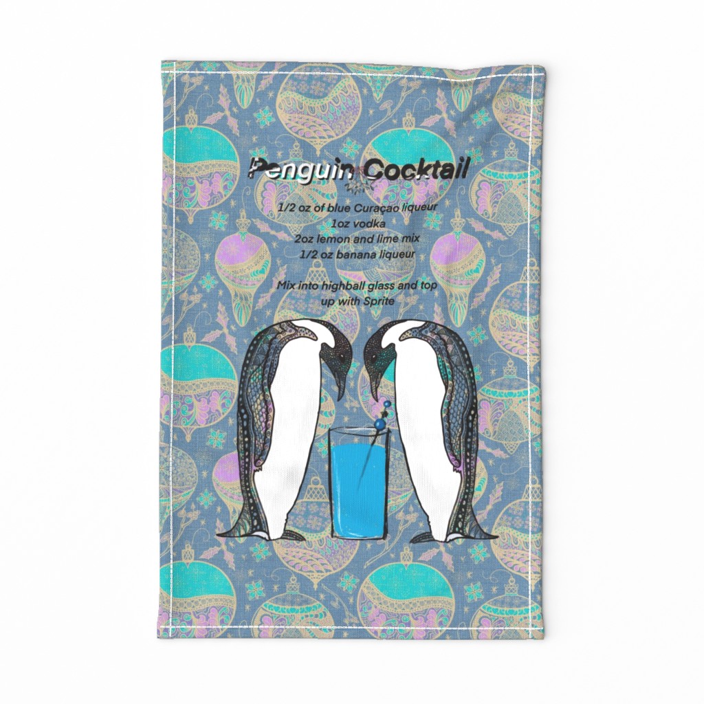 Penguin Cocktail festive recipe tea towel