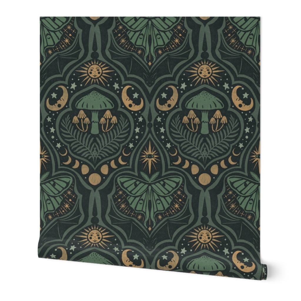 Gothic Nature Damask - large - forest green