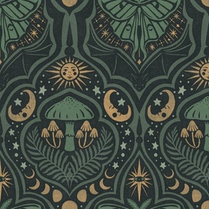 Gothic Nature Damask - large - forest green