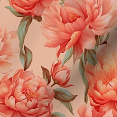 Vintage Style Floral Peony Print