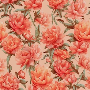 Vintage Style Floral Peony Print