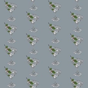 Classic Martini with Olives on a Silver Gray Background. 