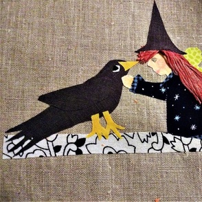Tilly the Fairy Witch and her Blackbird, hand done