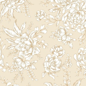 chrysanthemum large scale wallpaper, oriental wallpaper, soft neutrals