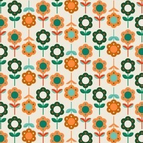Multicolored Vector Ditsy Flowers on Beige