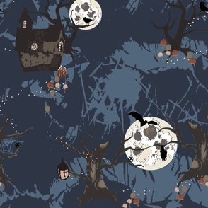 Witchy whimsical spooky gothic haunted house wallpaper