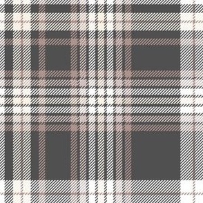 6" Plaid in taupe, beige and white