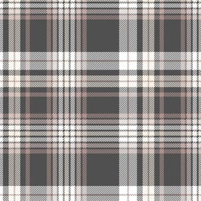 12" Plaid in taupe, beige and white