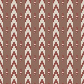 Ikat chevron stripes marsala red and brown on cream - small scale