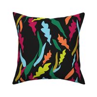 Colorful Leaves in Stream on Dark Charcoal