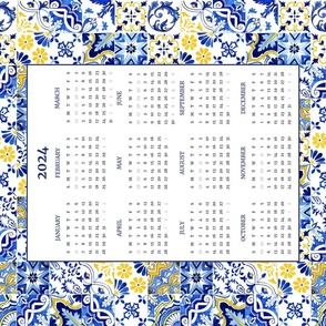 Mixed Portuguese Tiles Wall Hanging 2024 Calendar