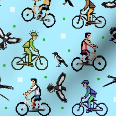Pixel Magpie swooping cyclists