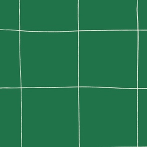 Hand-drawn Large Grid  Wallpaper in Field Green