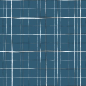 Hand-drawn Grid Plaid in Midnight Blue