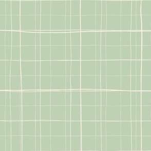 Hand-drawn Grid Plaid in Seafoam Green