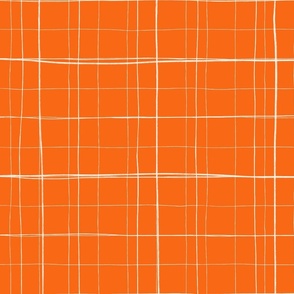 Hand-drawn Grid Plaid in Bright Orange