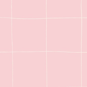 Hand-drawn Large Grid  Wallpaper in Pink Rose