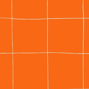 Hand-drawn Large Grid  Wallpaper in Bright Orange 