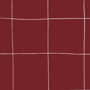 Hand-drawn Large Grid  Wallpaper in Sundried Tomato Red 