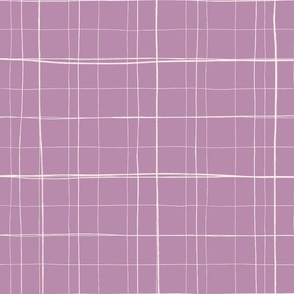 Hand-drawn Grid Plaid in Light Grape Purple