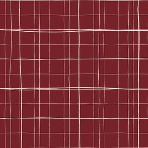 Hand-drawn Grid Plaid in Sundried Tomato Red