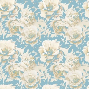 Pale blue peonies. Vintage floral garden.