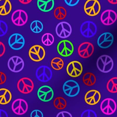 Hippie Daze Peace Sign Symbols on Purple