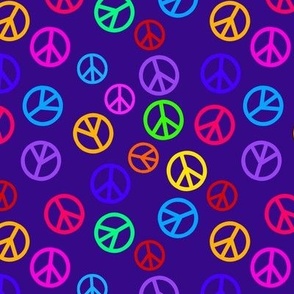 Hippie Daze Peace Sign Symbols on Purple