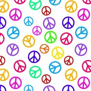 Peace Signs Multicolors on White