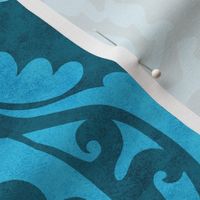 Aqua Teal Oriental Damask