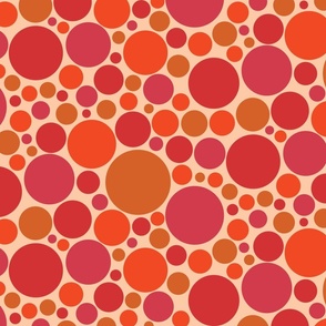 Retro Pink & Orange Polka Dots on Peach Background