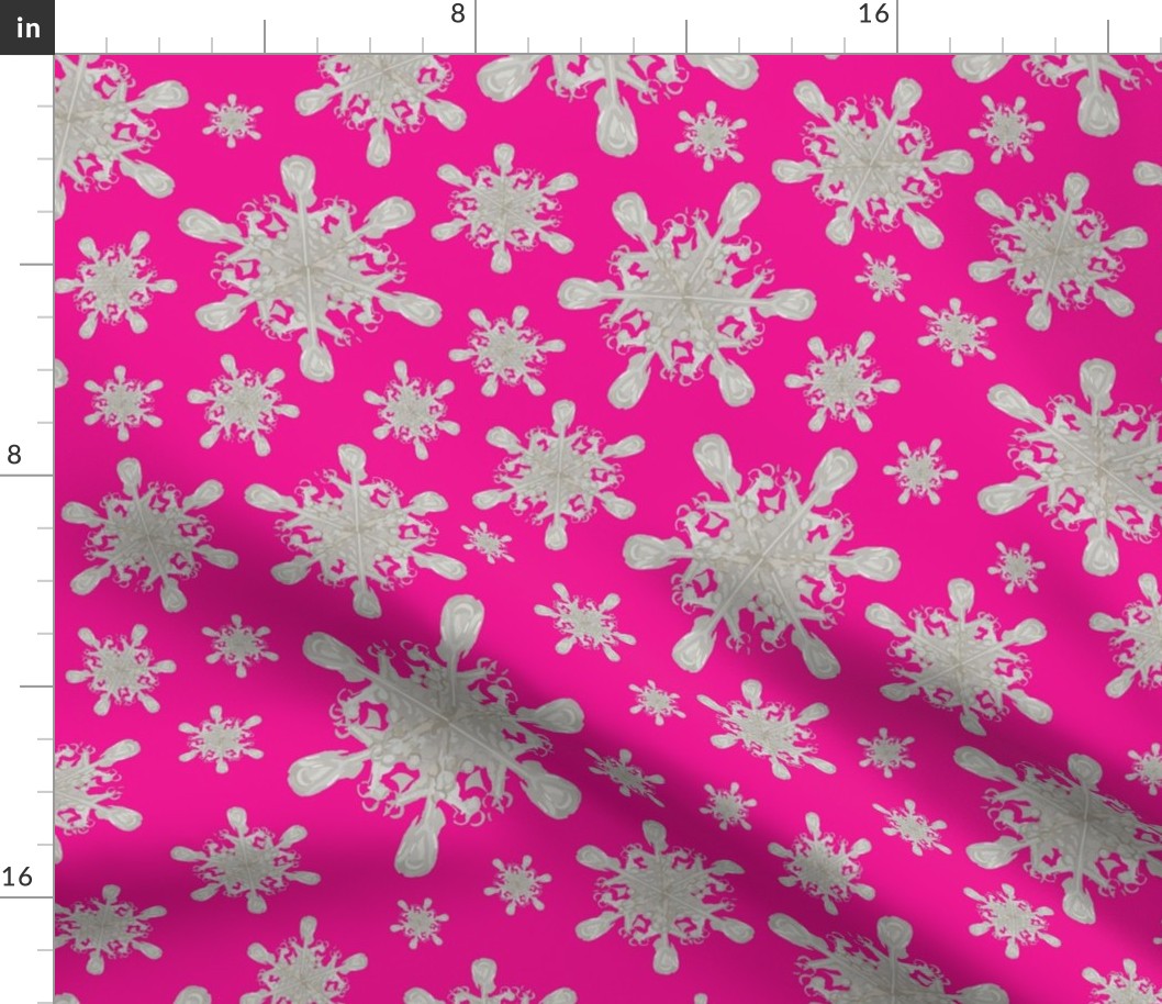 Vintage Snowflake Charm Hot Pink 24x24