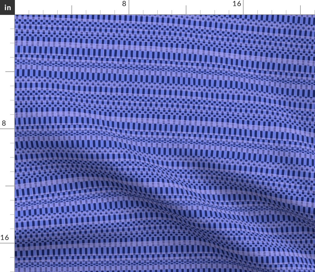 Dots and Stripe Organic grid in Tone on tone blue hand drawn grid repeat pattern